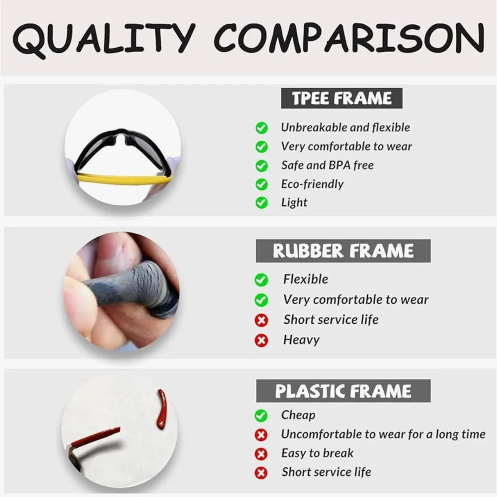 DUCO TPEE POLARIZED SUNGLASSES FOR KIDS RUBBER FLEXIBLE FRAME UV PROTECTION